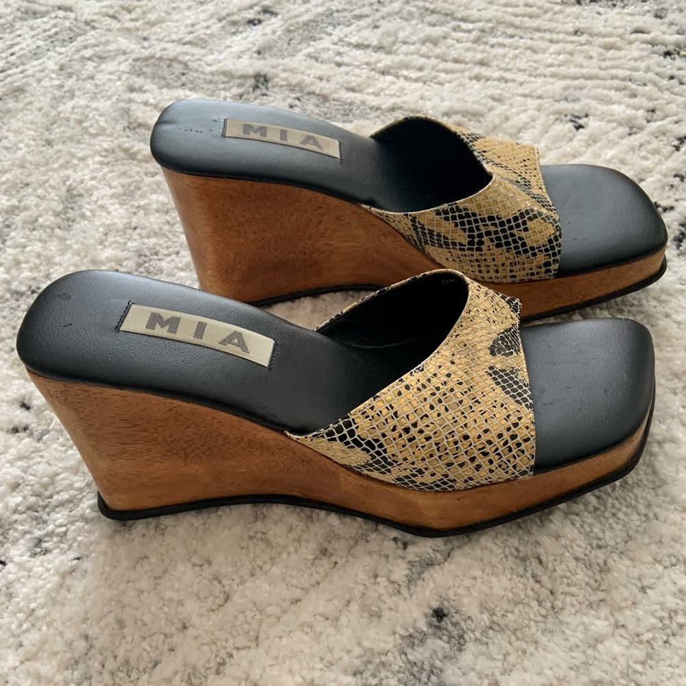 MIA snakeskin block heels